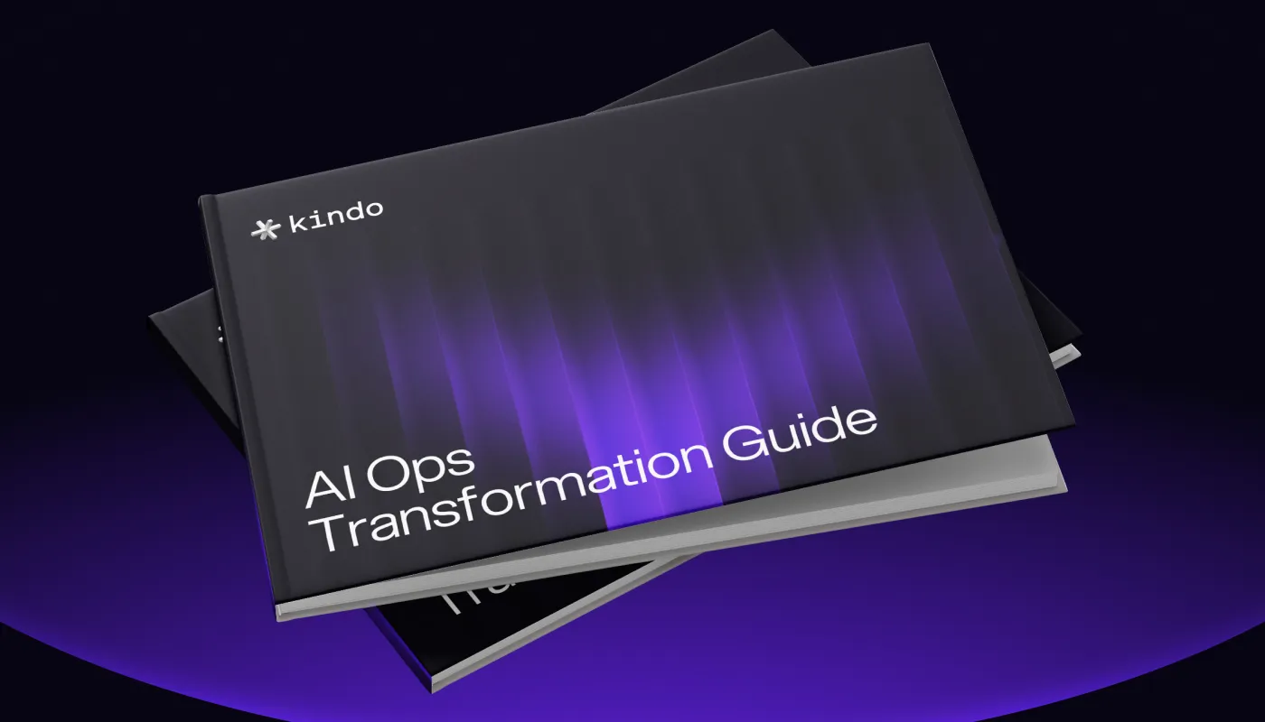 A book image that says "AI Ops Transformation Guide"