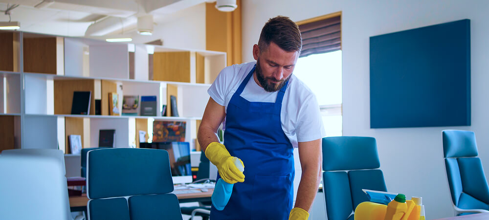 Professional Cleaning Service Person Cleaning Office