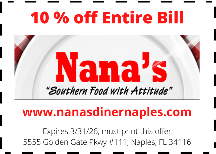 Nana's Diner Naples 10 percent off entire bill