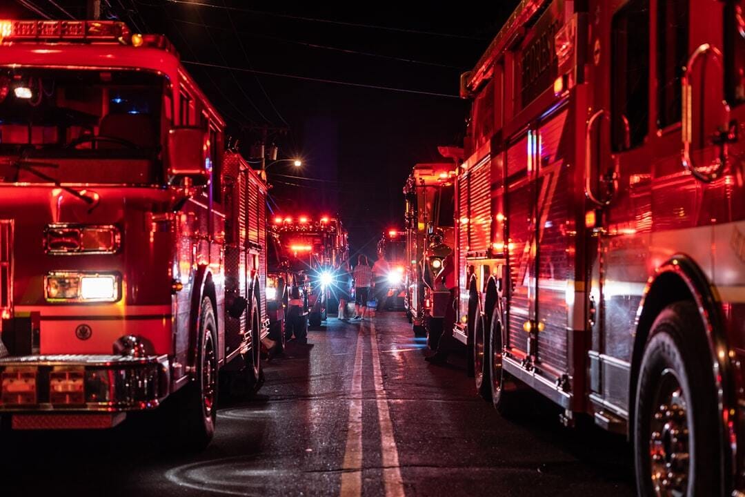 Sun Prairie lost it’s volunteer fire captain during an accidental explosion. I took this photo during the procession that took place to honor our fallen firefighter.