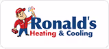 Ronald's Heating and Cooling logo with cartoon character wearing red