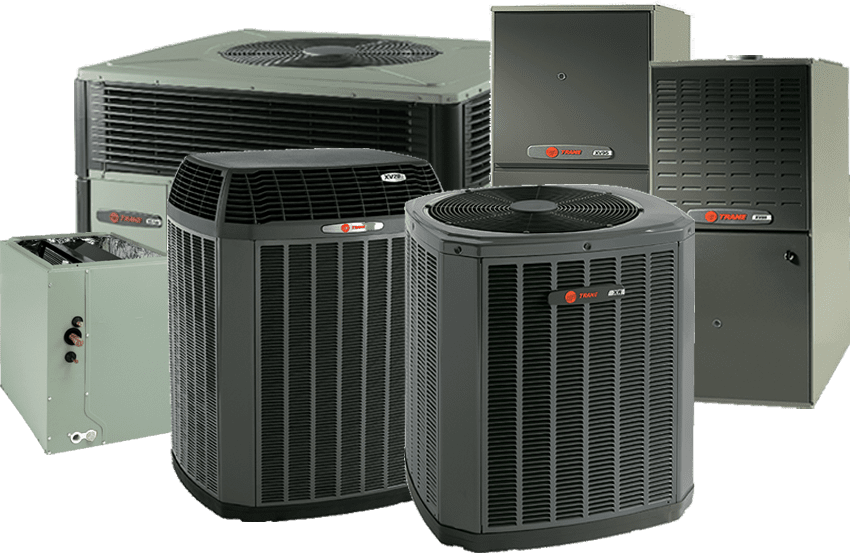 Multiple Trane HVAC units and air conditioners for home climate control