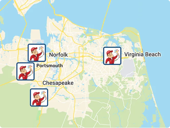 Ronald HVAC service area map