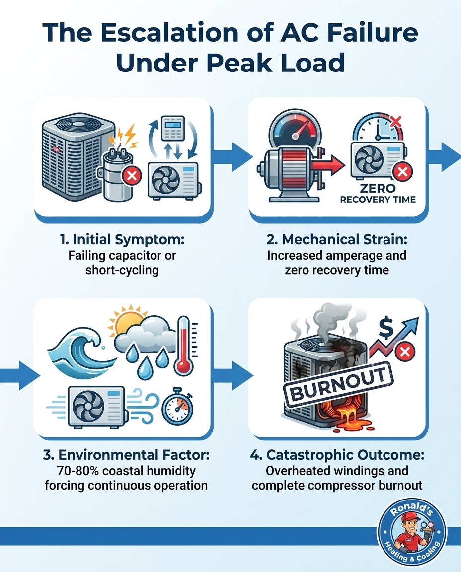 The Escalation of AC Failure Under Peak Load