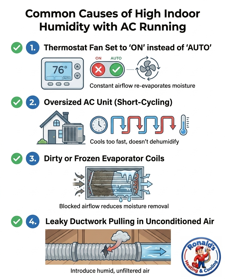 Common Causes of High Indoor Humidity with AC Running