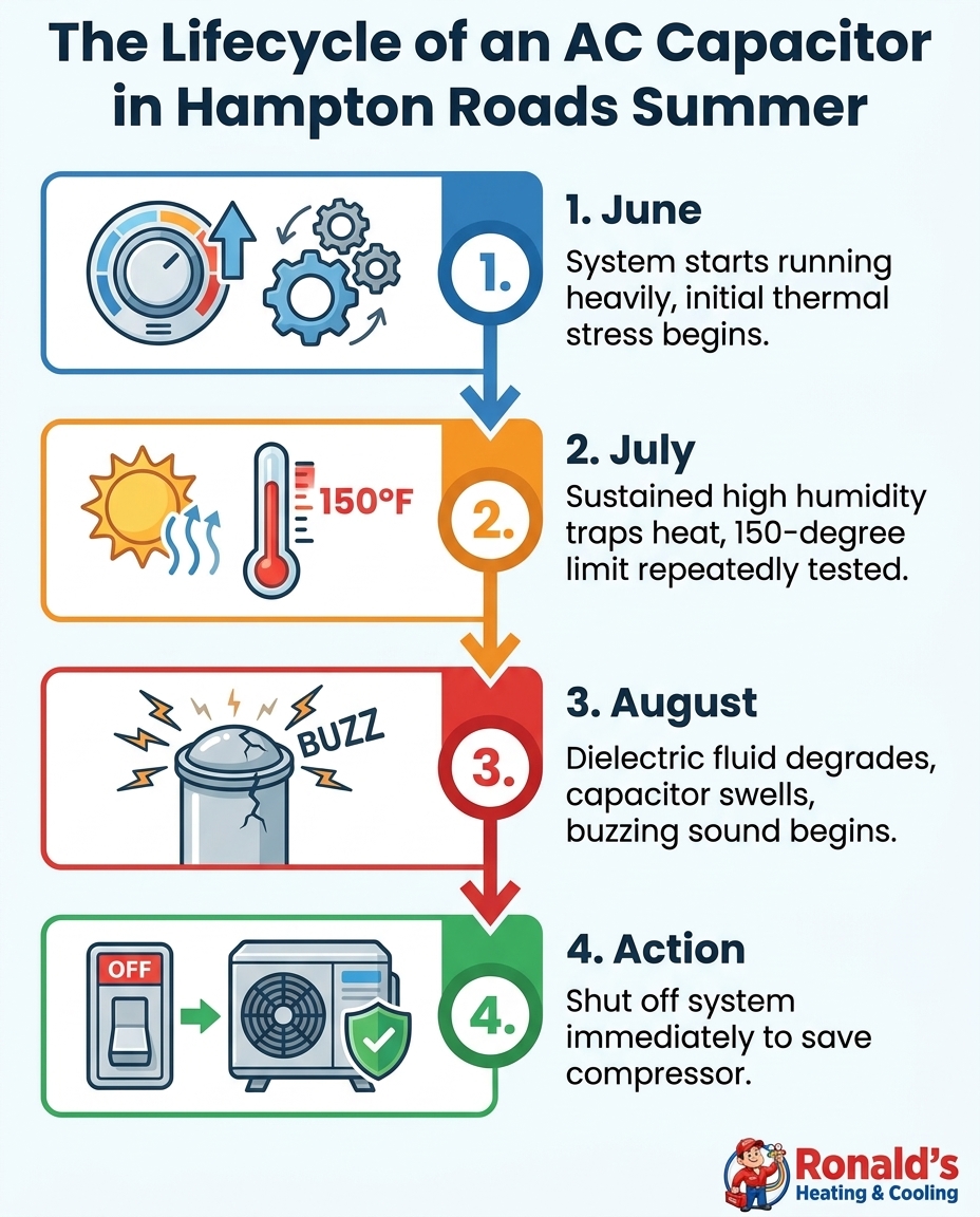 The Lifecycle of an AC Capacitor in Hampton Roads Summer