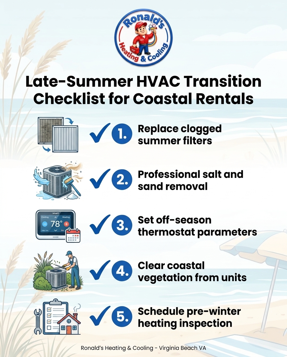 Late-Summer HVAC Transition Checklist for Coastal Rentals