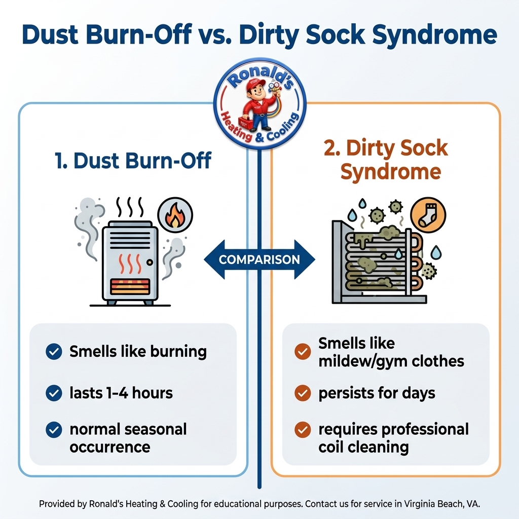 Dust Burn-Off vs. Dirty Sock Syndrome