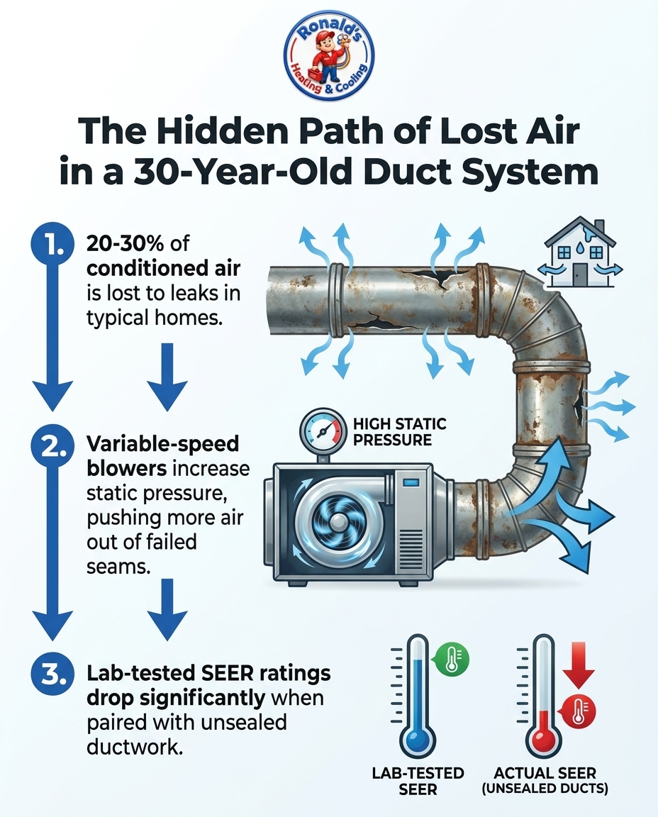 The Hidden Path of Lost Air in a 30-Year-Old Duct System