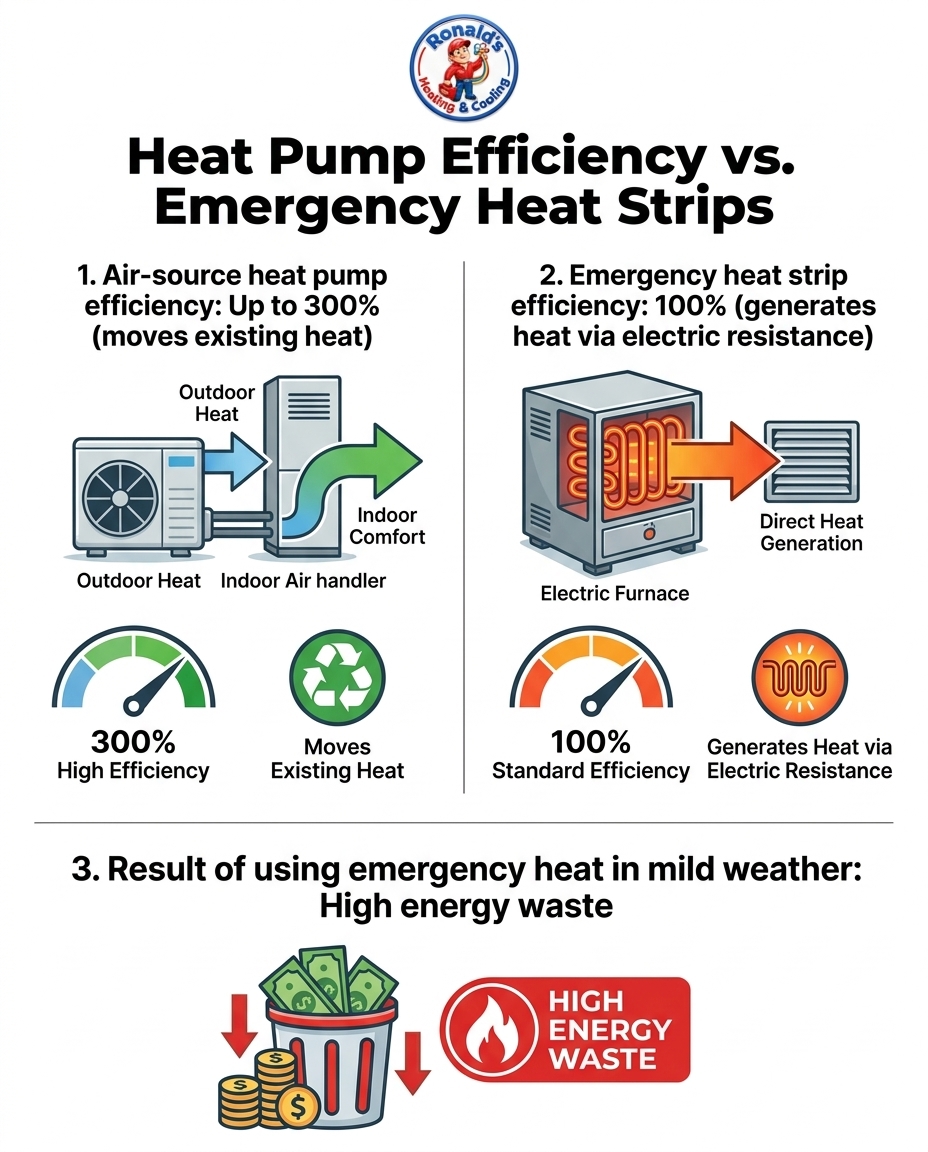 Heat Pump Efficiency vs. Emergency Heat Strips