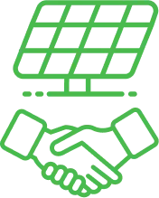Solar panel and handshake icon, symbolizing a deal for renewable energy solutions in Maharashtra.