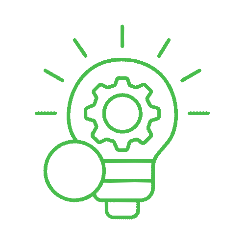 Innovative and future-ready engineering solutions symbolized by a lightbulb and gear animation