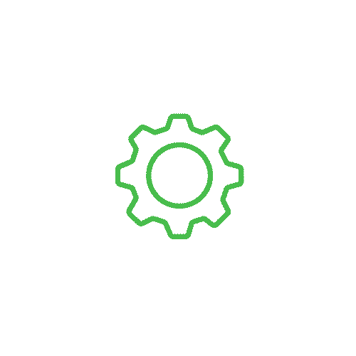 Green gear icon representing settings or technical configuration