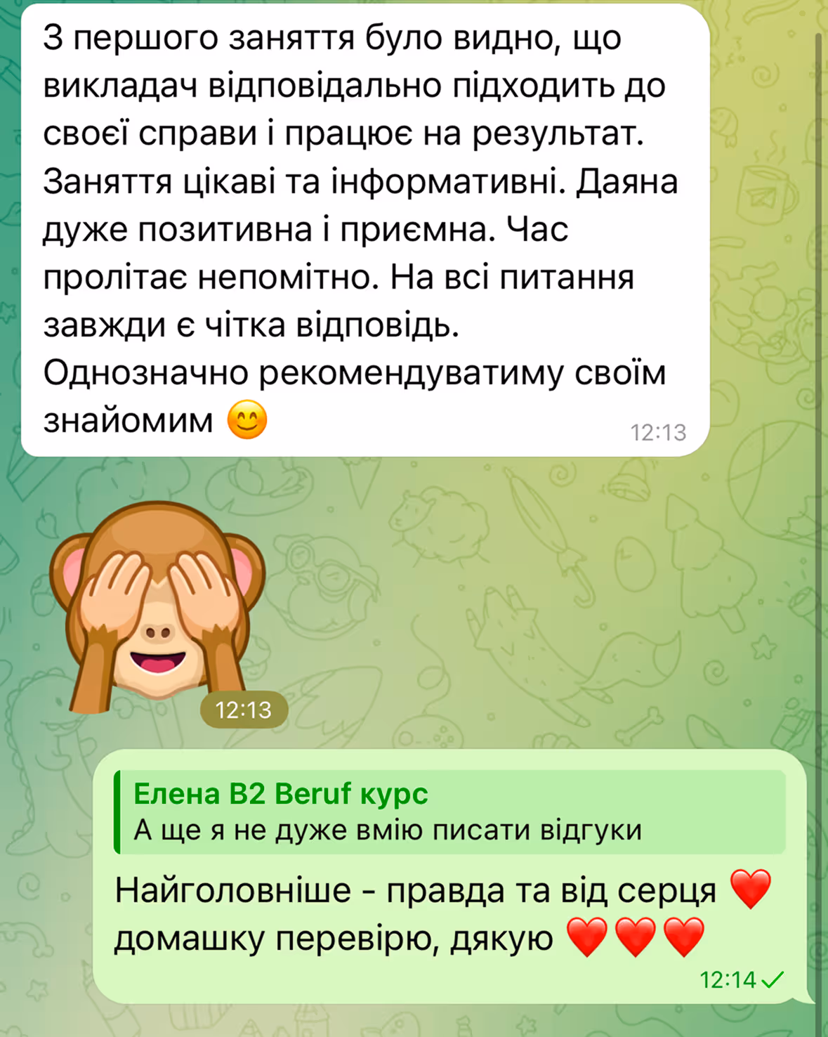 Отзыв студента группы B2 Beruf о подготовке к экзамену