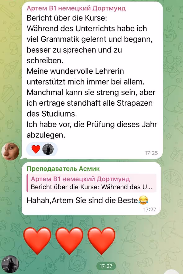 Отзыв о занятиях по немецкому с Асмик