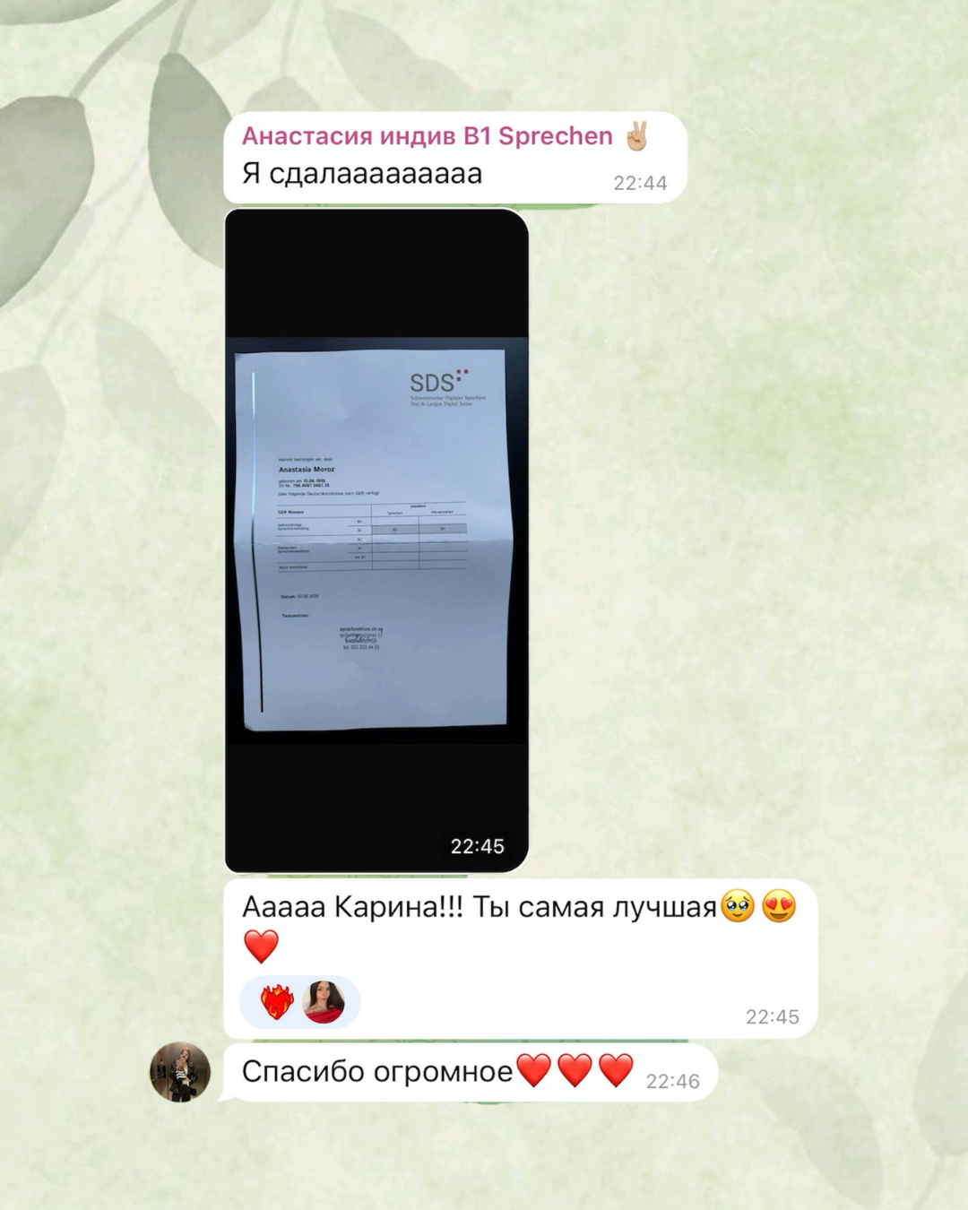 Отзыв о занятиях по подготовке к экзамену по немецкому