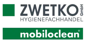 Logo „ZWETKO Hygienefachhandel“ mit Zusatz „mobiloclean“.