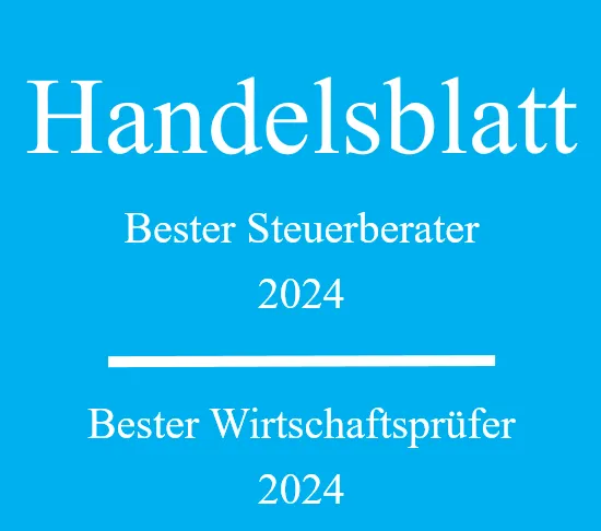 Auszeichnung „Handelsblatt Bester Steuerberater 2024, Bester Wirtschaftsprüfer 2024“.