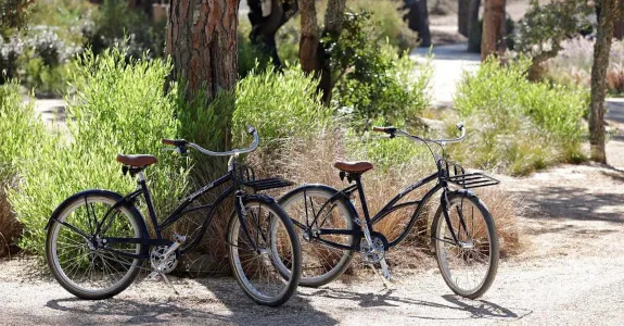 Balade à vélo à travers les pinèdes de Comporta lors d’un séjour nature et bien-être organisé par INÜI Collection.
