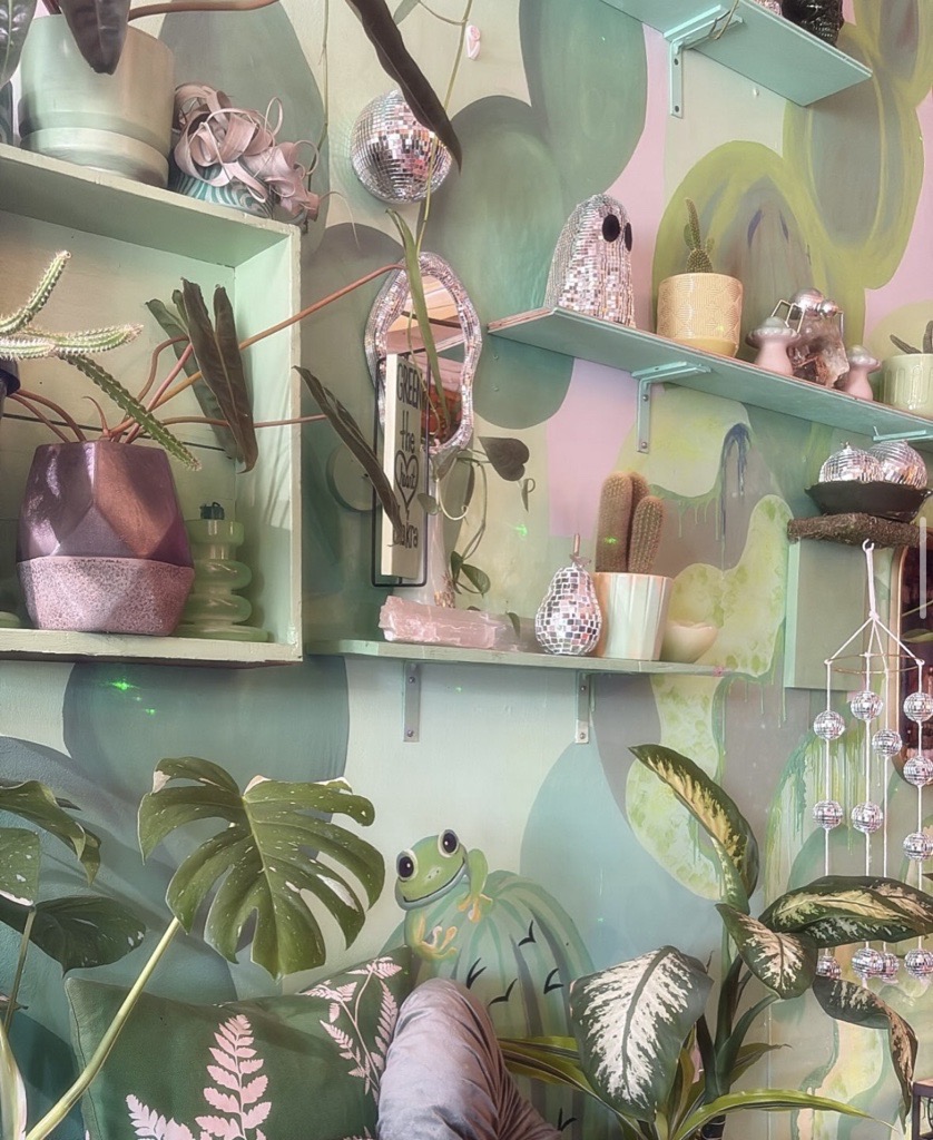 Shop with potted succulents