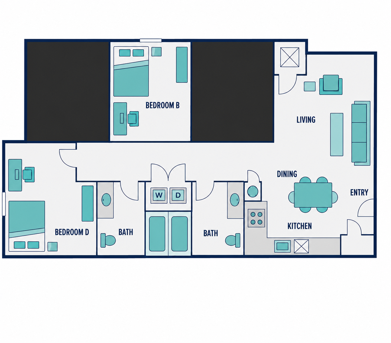 2x2 Floor plan layout