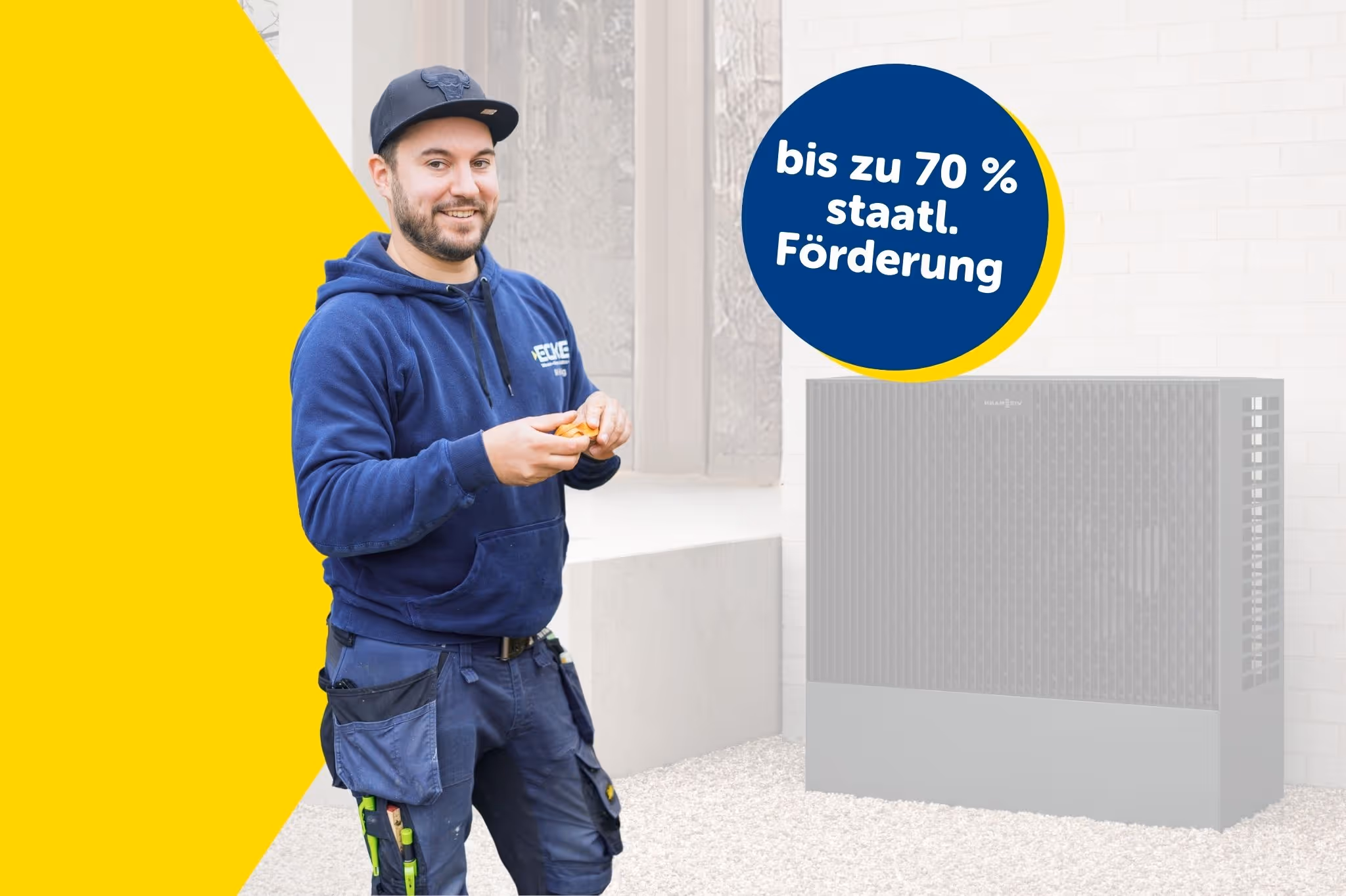 Eckel Mitarbeiter vor einer Wärme360°/Viessmann.