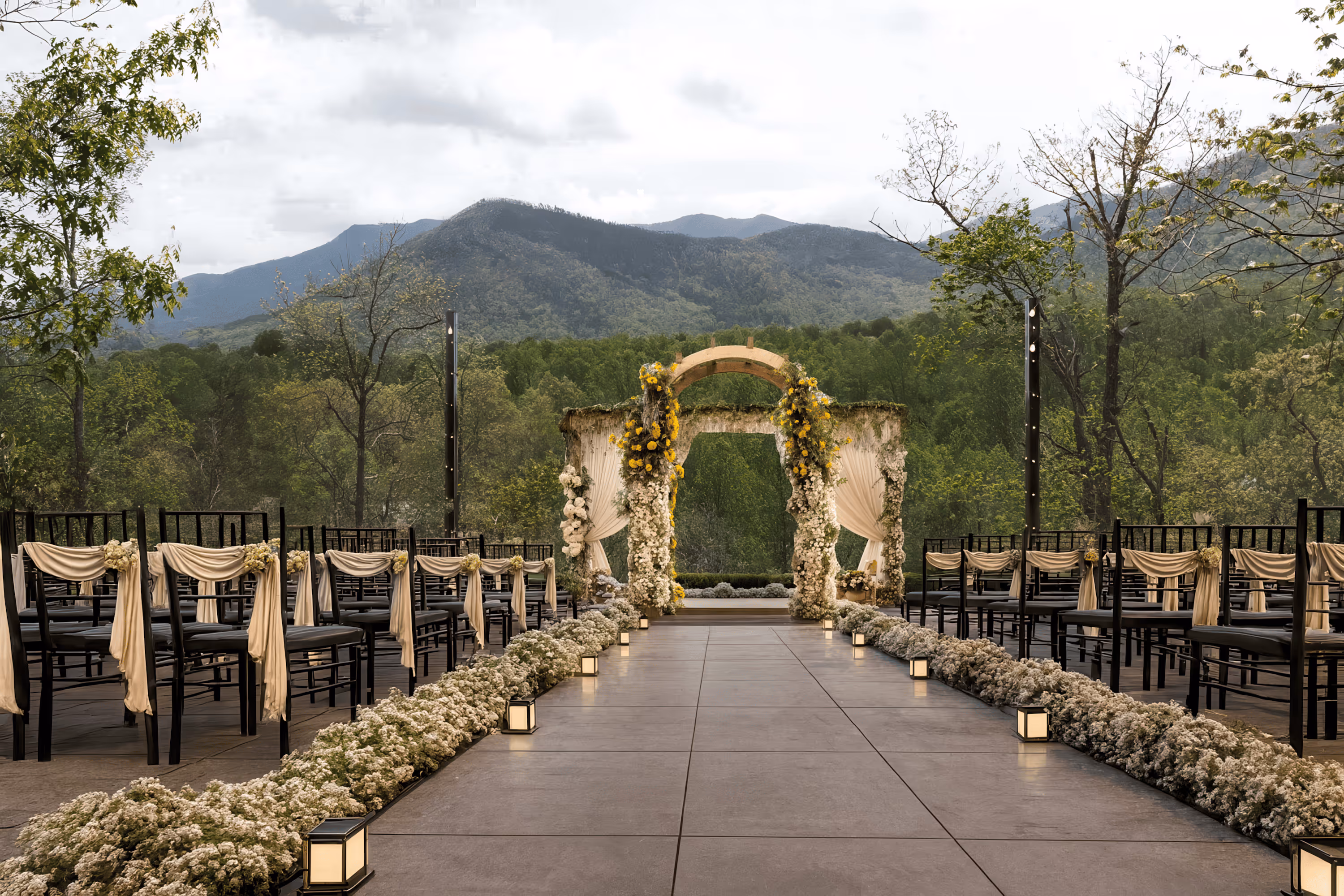 The Outdoor Ceremony Space at Trailhead Venues - in The Smoky Mountains outside of Gatlinburg, Tennessee