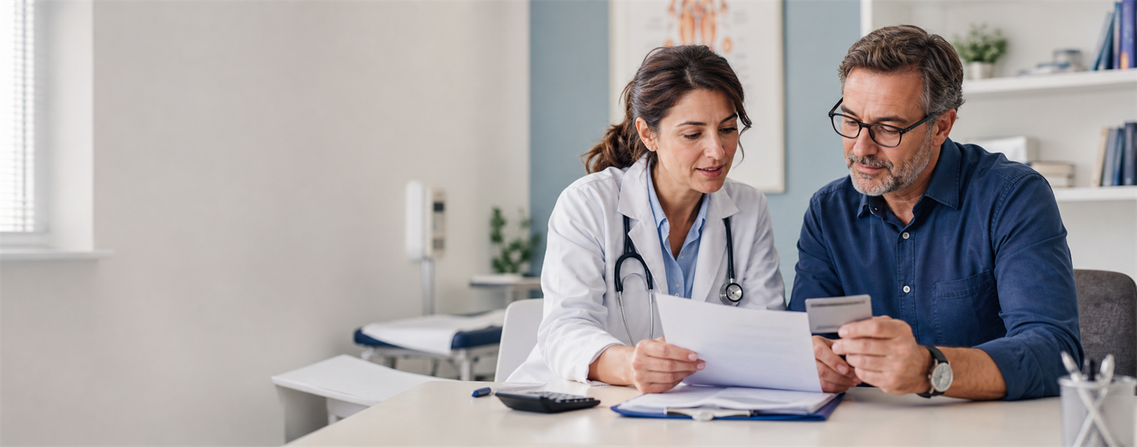 Médecin expliquant à un patient les changements de remboursement et de ticket modérateur prévus en 2027.