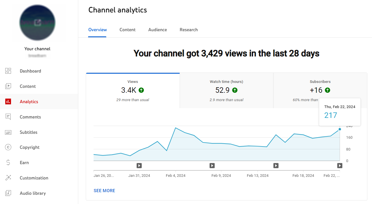 YouTube monetization analytics displaying RPM, earnings growth, and revenue performance data.