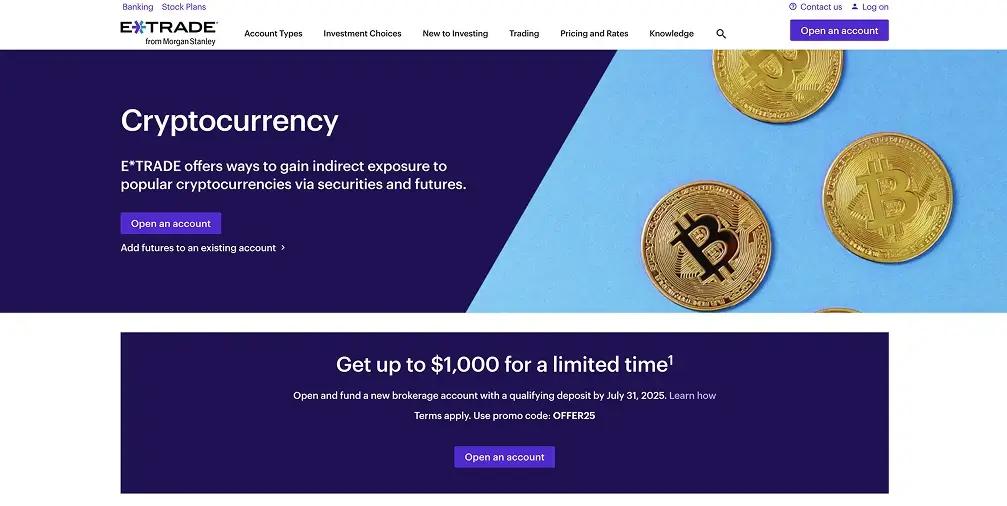 Покупайте криптовалюту через E*TRADE