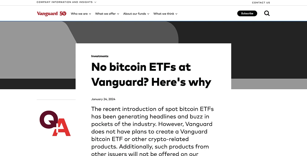 Покупайте криптовалюту прямо на Vanguard