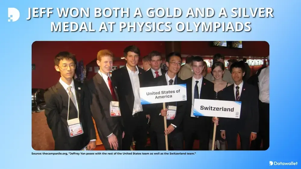 Jeff Yan ha vinto sia una medaglia d'oro che una d'argento alle Olimpiadi della Fisica