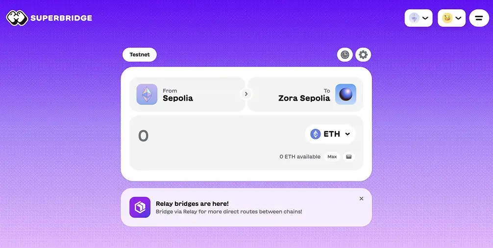Bridge to Zora Sepolia Testnet