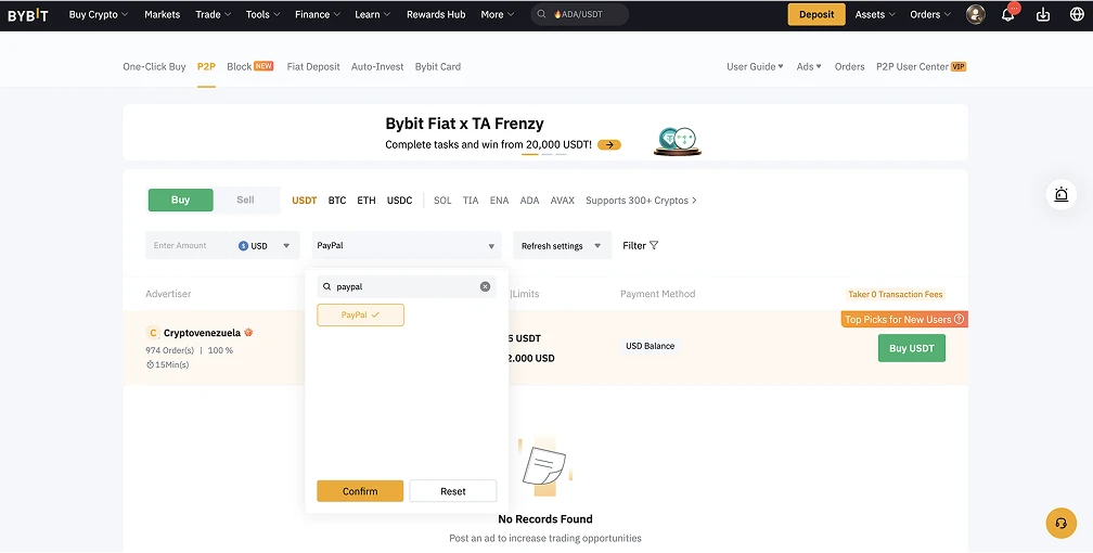 使用 PayPal 购买 USDT
