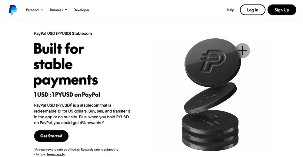 PayPal بالدولار الأمريكي (PYUSD)