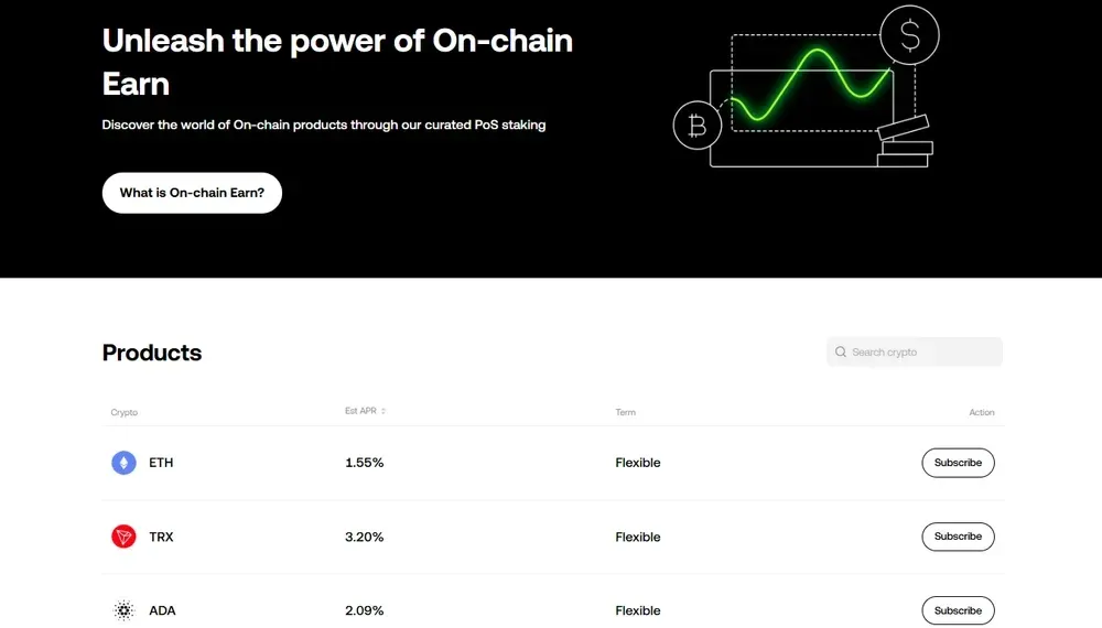 OKX On-Chain Earn Grow Produkte