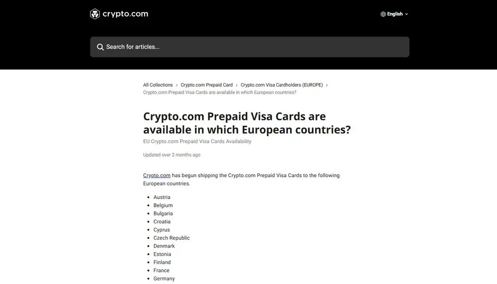 ¿Dónde está disponible la tarjeta Crypto.com?