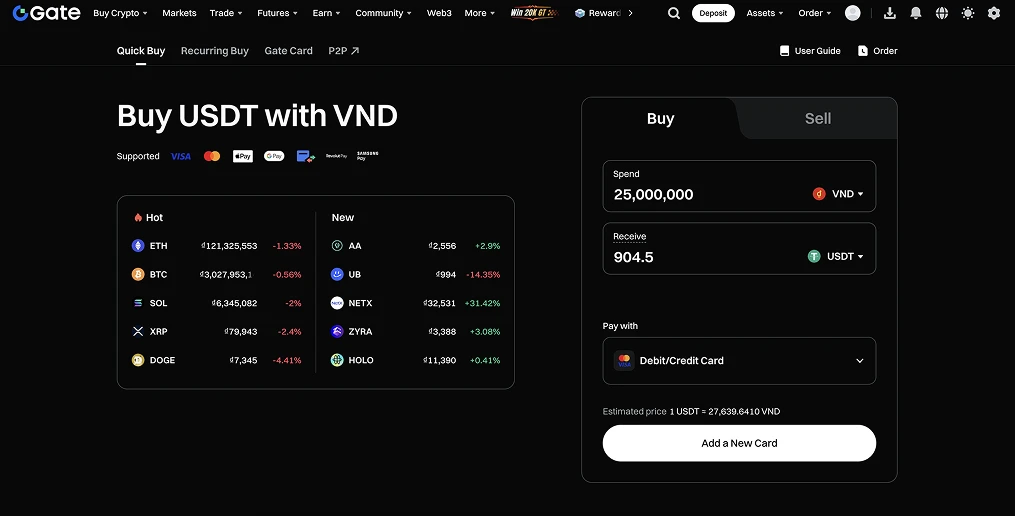 4. Gate - Beste Börse für Altcoin-Händler in Vietnam