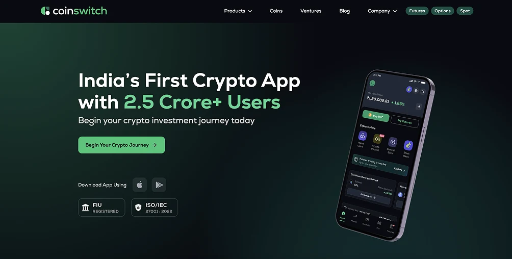 6. CoinSwitch - Best Indian Alternative to CoinDCX