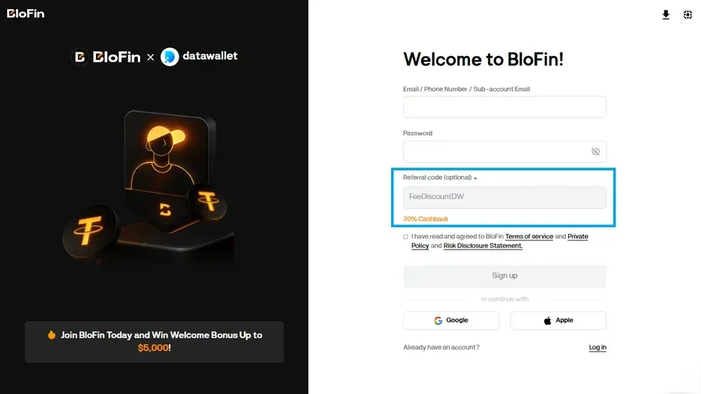 Come utilizzare un codice di riferimento BloFin