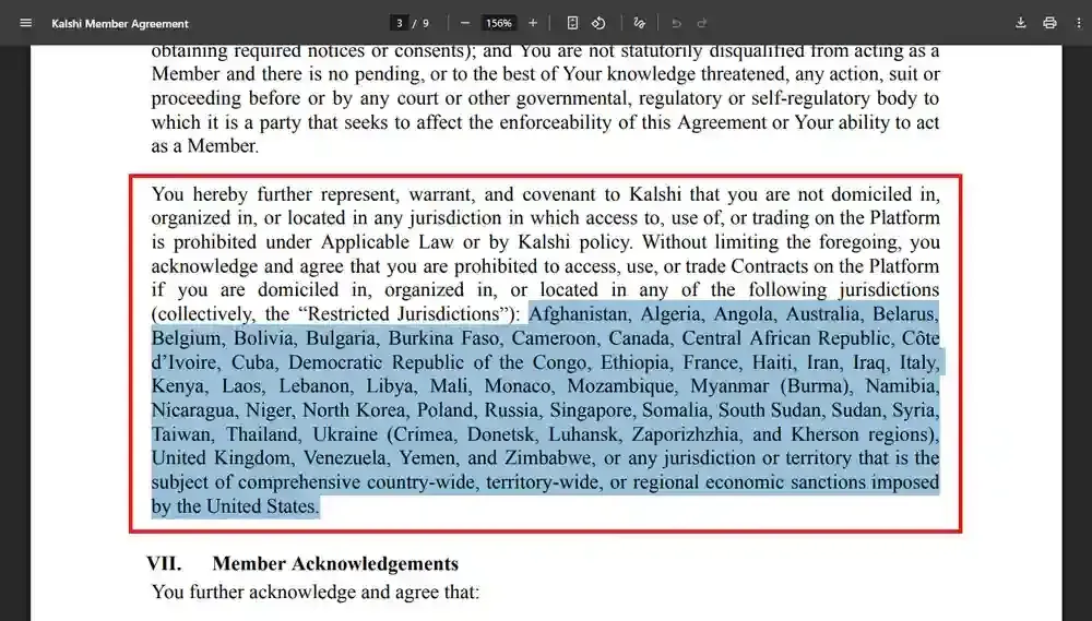 Kalshi Eingeschränkte Länder