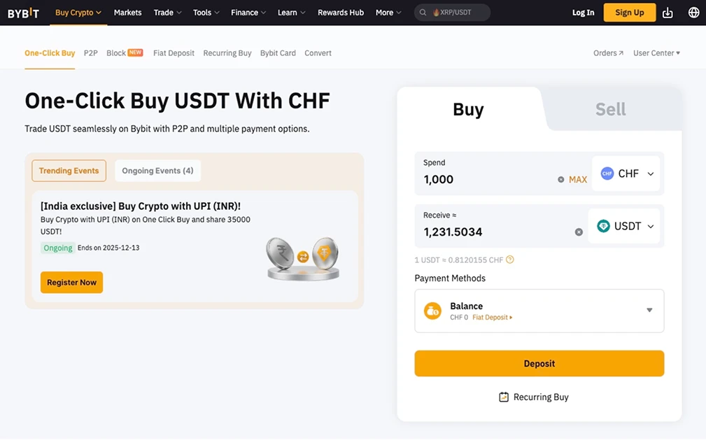 Buy USDT in Switzerland.