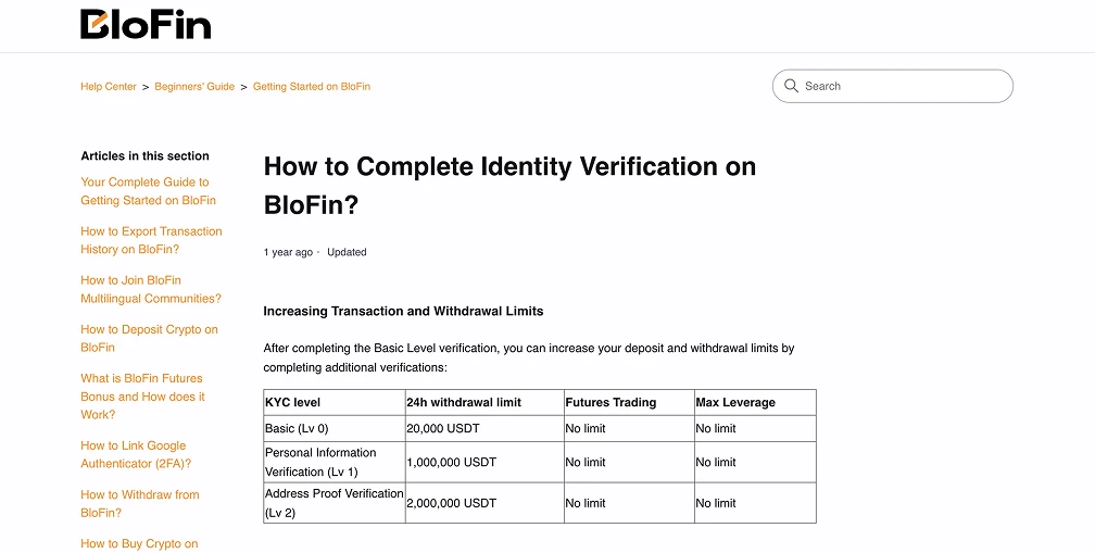 Exigences KYC de BloFin