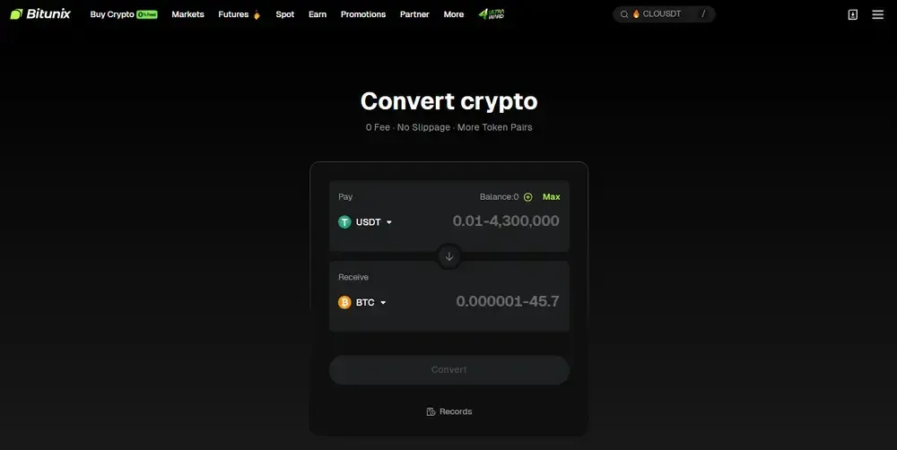 Bitunix Spot-Konvertierung