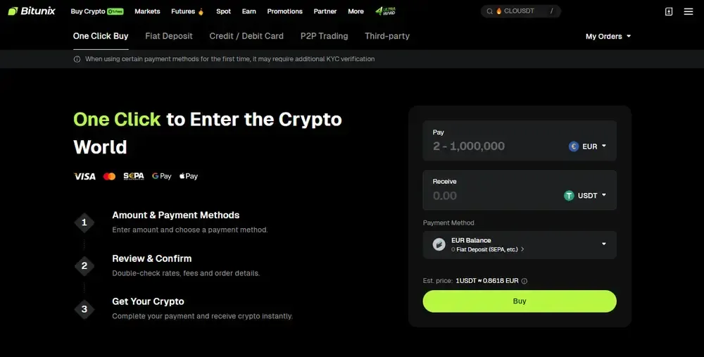 Bitunix Fiat-On-Ramps
