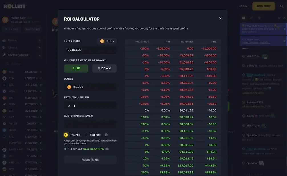 Commissioni Rollbit.