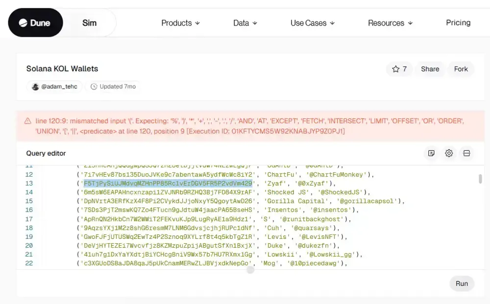 Direcciones de monederos KOL de Solana