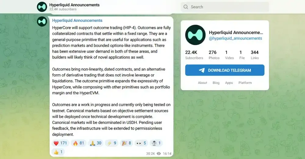 Anuncio sobre Hyperliquid HIP-4