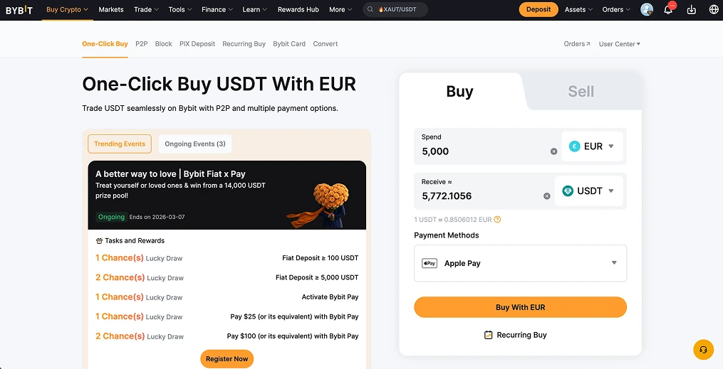 شراء تيثر (USDT) باستخدام Apple Pay