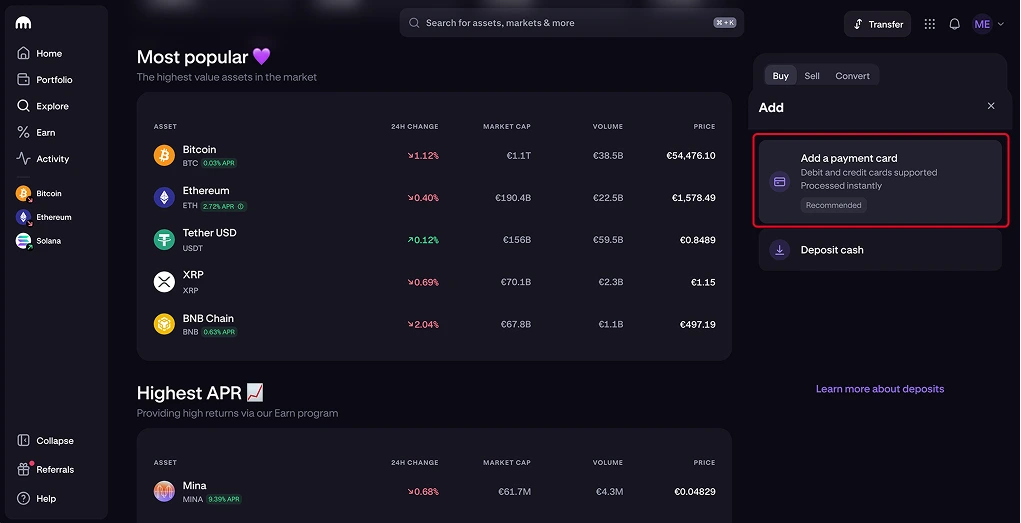 كيفية شراء العملات المشفرة ببطاقات الائتمان